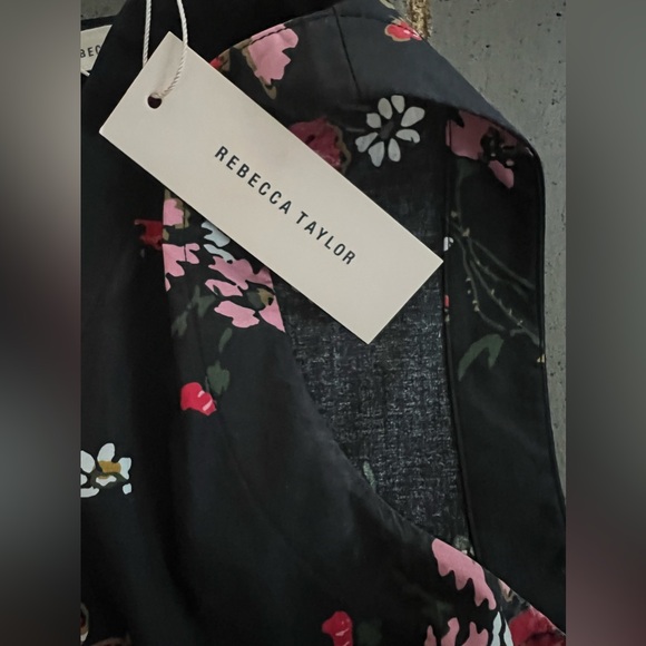 Rebecca Taylor Sleeveless Floral Top Black size 4 Small - Picture 4 of 4